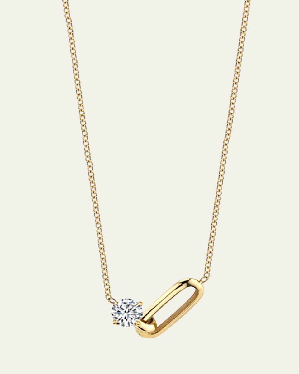 Link and Diamond Necklace in 18k Yellow Gold